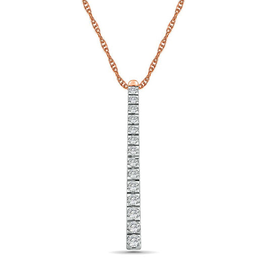 1 CT. T.W. Natural Diamond Linear Bar Pendant in 10K Rose Gold