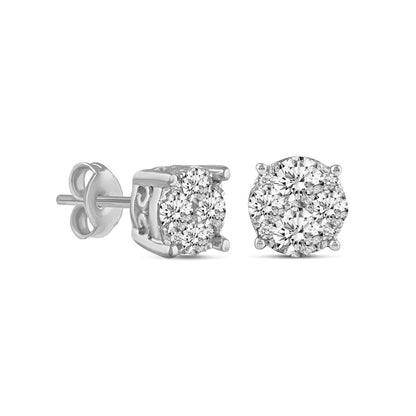 1.5 CT. T.W. Composite Diamond Stud Earrings in 14K White Gold