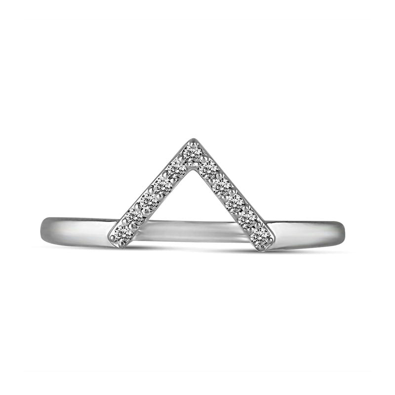 0.10 CT. T.W. Natural Diamond V" Chevron Ring in Solid 14K White Gold"