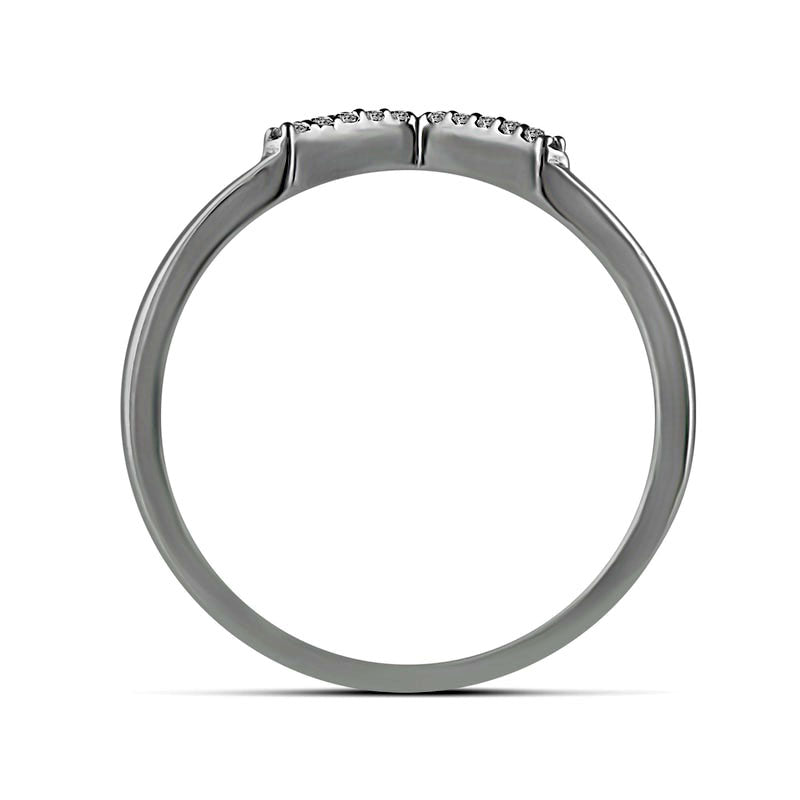 0.10 CT. T.W. Natural Diamond V" Chevron Ring in Solid 14K White Gold"