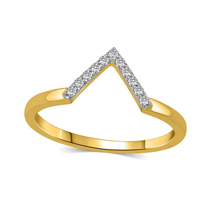 0.10 CT. T.W. Natural Diamond V" Chevron Ring in Solid 14K Gold"
