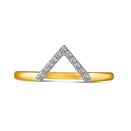 0.10 CT. T.W. Natural Diamond V" Chevron Ring in Solid 14K Gold"