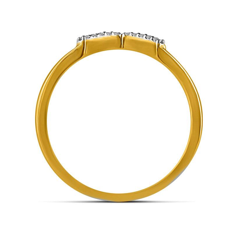 0.10 CT. T.W. Natural Diamond V" Chevron Ring in Solid 14K Gold"