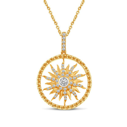 0.33 CT. T.W. Natural Diamond Sun Pendant in 14K Gold