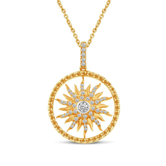 0.33 CT. T.W. Natural Diamond Sun Pendant in 14K Gold