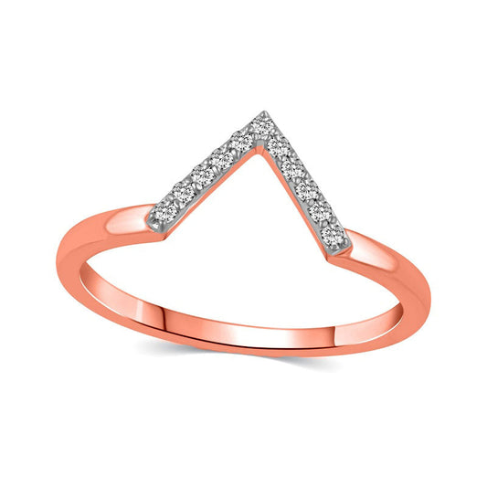 0.10 CT. T.W. Natural Diamond V" Chevron Ring in Solid 14K Rose Gold"