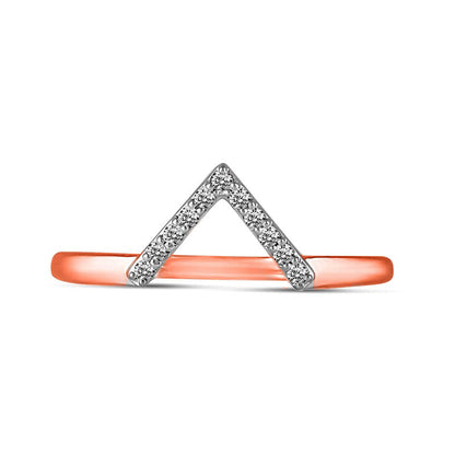0.10 CT. T.W. Natural Diamond V" Chevron Ring in Solid 14K Rose Gold"