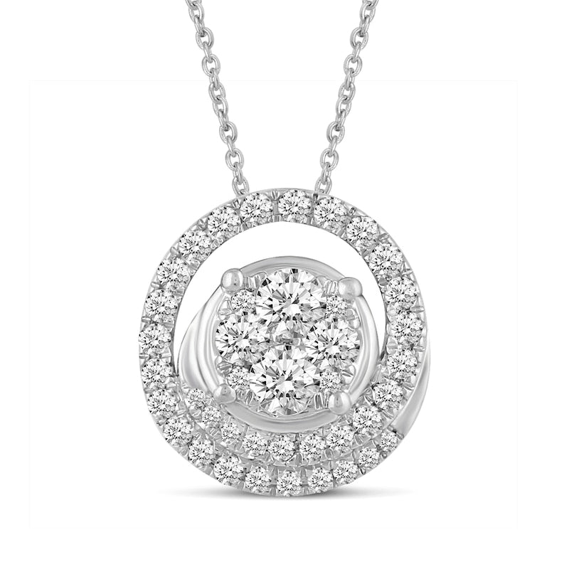 0.5 CT. T.W. Composite Natural Diamond Open Circle Pendant in 14K White Gold
