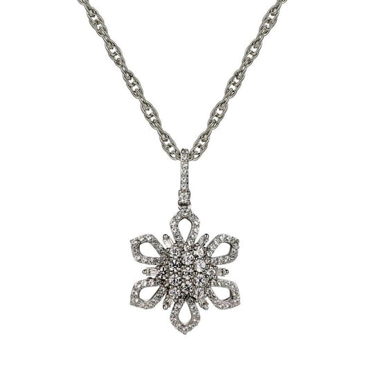 0.38 CT. T.W. Composite Natural Diamond Snowflake Pendant in 10K White Gold
