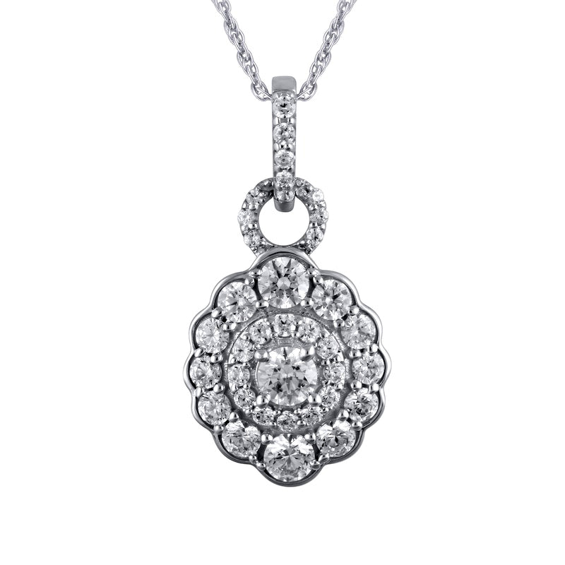 0.75 CT. T.W. Natural Diamond Double Frame Doorknocker Pendant in 10K White Gold