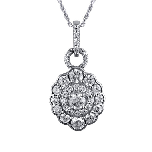 0.75 CT. T.W. Natural Diamond Double Frame Doorknocker Pendant in 10K White Gold