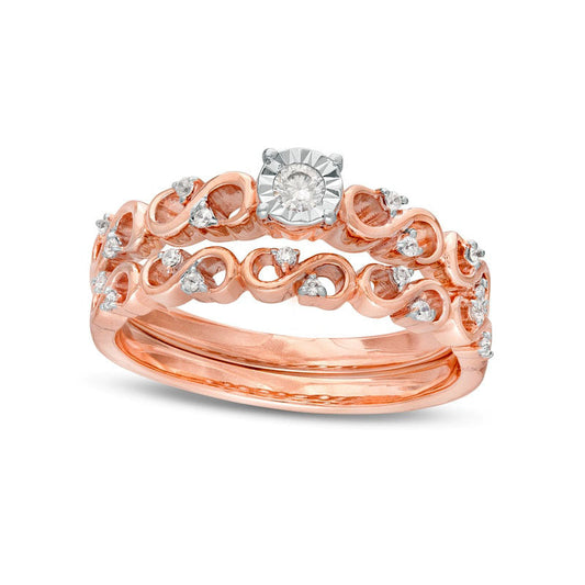 0.25 CT. T.W. Natural Diamond Infinity Bridal Engagement Ring Set in Solid 10K Rose Gold