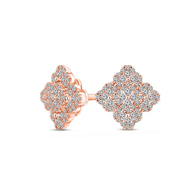 0.63 CT. T.W. Composite Diamond Clover Stud Earrings in 10K Rose Gold