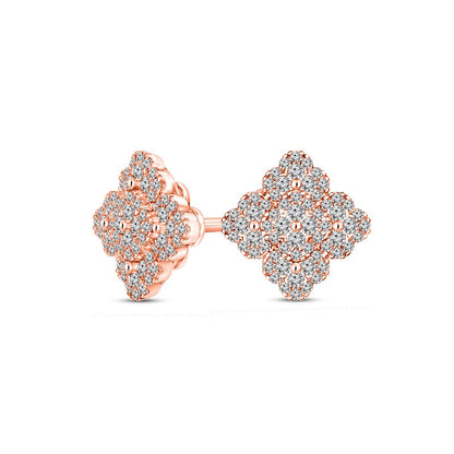 0.63 CT. T.W. Composite Diamond Clover Stud Earrings in 10K Rose Gold