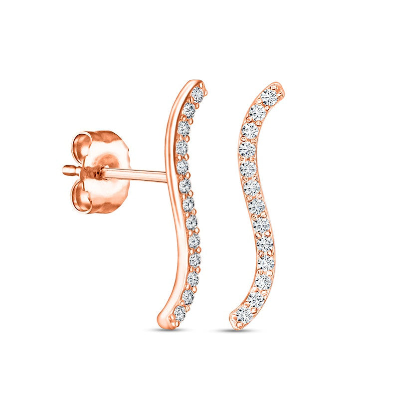 0.5 CT. T.W. Diamond Wavy Bar Stud Earrings in 10K Rose Gold