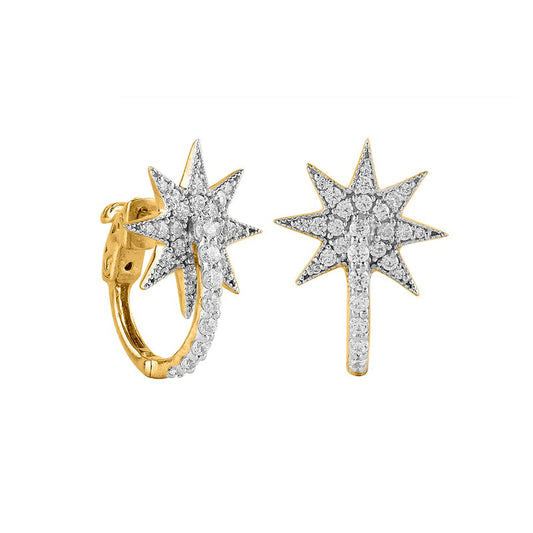 0.63 CT. T.W. Diamond Sun Hoop Earrings in 10K Gold