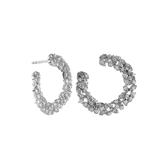 2 CT. T.W. Diamond Front-Facing Open Circle Hoop Earrings in 10K White Gold