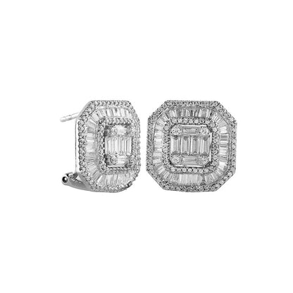 2 CT. T.W. Composite Diamond Octagonal Frame Stud Earrings in 10K White Gold