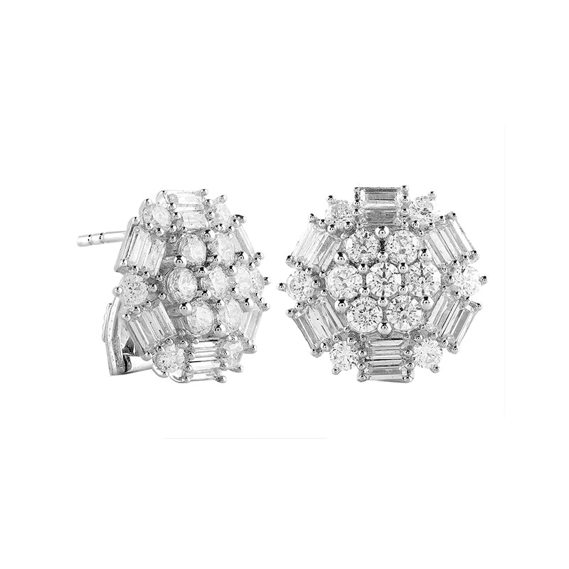 3 CT. T.W. Composite Diamond Frame Stud Earrings in 10K White Gold