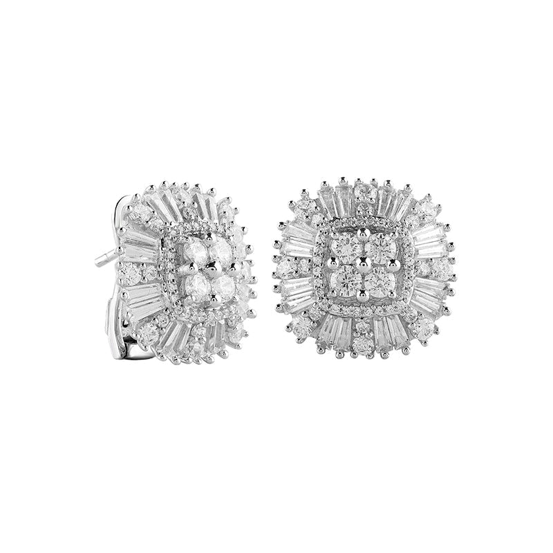 3 CT. T.W. Quad Diamond Frame Stud Earrings in 10K White Gold