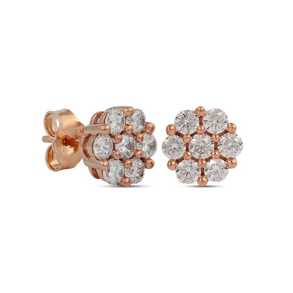 1 CT. T.W. Composite Diamond Flower Stud Earrings in 10K Rose Gold