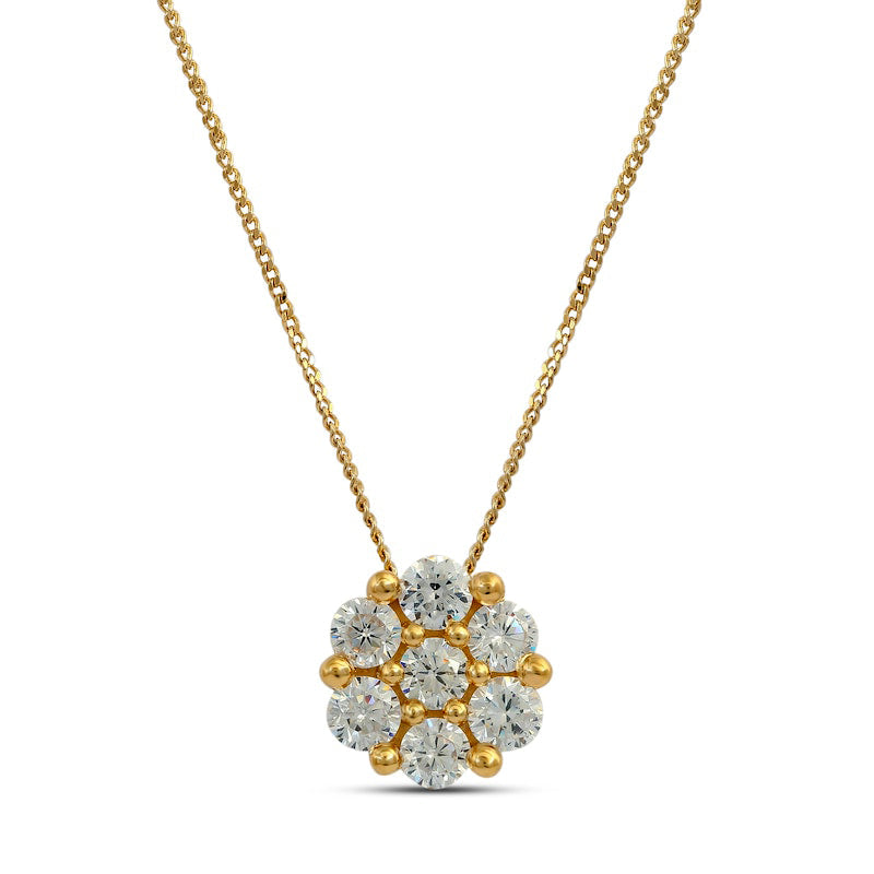 0.33 CT. T.W. Composite Natural Diamond Flower Pendant in 10K Yellow Gold