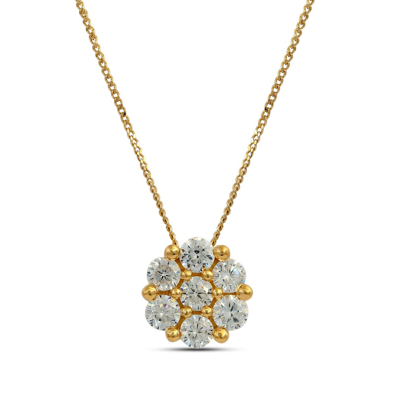 0.5 CT. T.W. Composite Natural Diamond Flower Pendant in 10K Yellow Gold