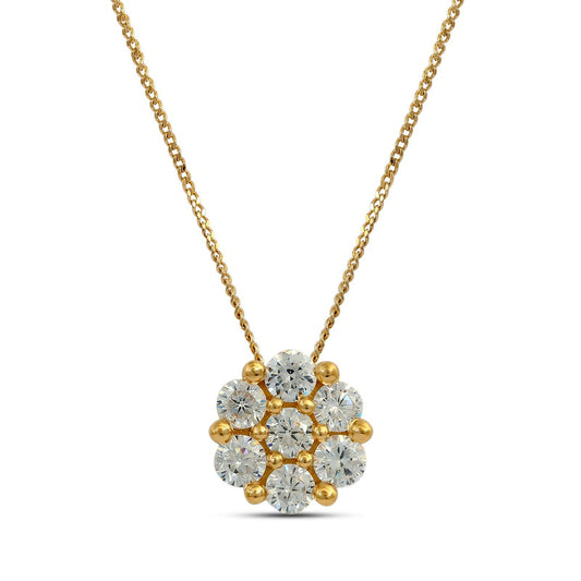 0.5 CT. T.W. Composite Natural Diamond Flower Pendant in 10K Yellow Gold
