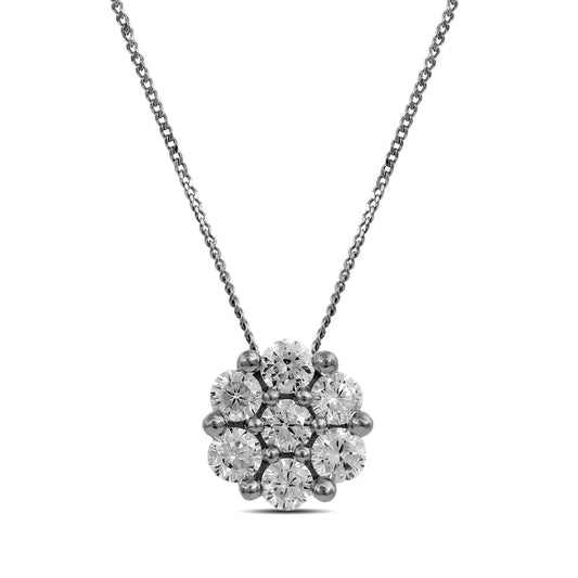 0.75 CT. T.W. Composite Natural Diamond Flower Pendant in 10K White Gold