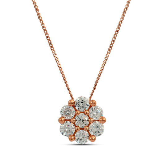 0.75 CT. T.W. Composite Natural Diamond Flower Pendant in 10K Rose Gold
