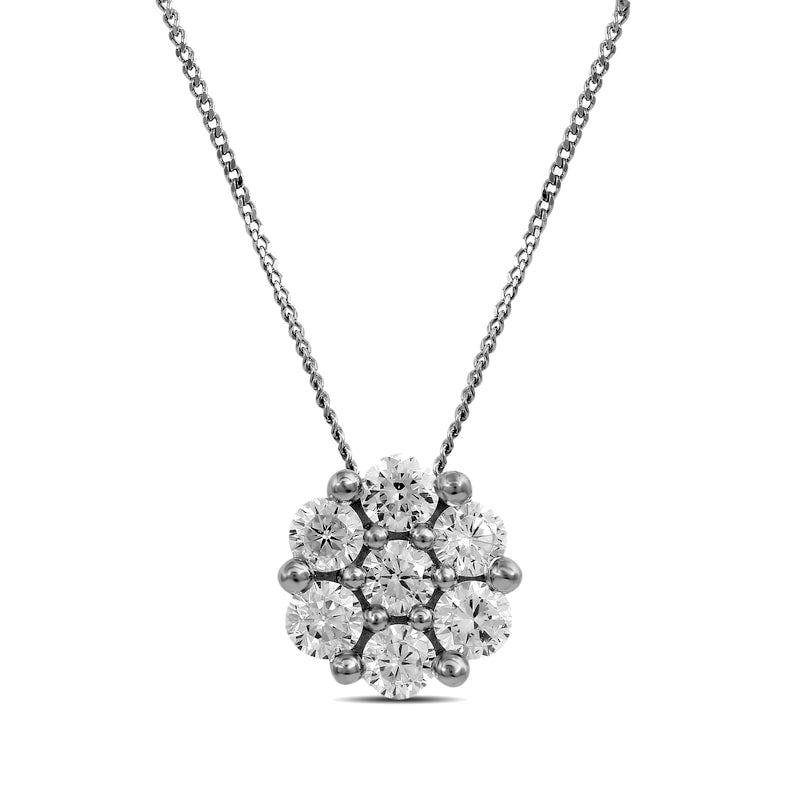 1 CT. T.W. Composite Natural Diamond Flower Pendant in 10K White Gold