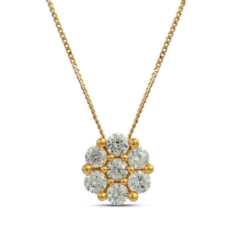 1 CT. T.W. Composite Natural Diamond Flower Pendant in 10K Yellow Gold