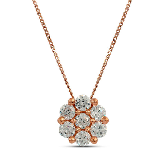 1 CT. T.W. Composite Natural Diamond Flower Pendant in 10K Rose Gold
