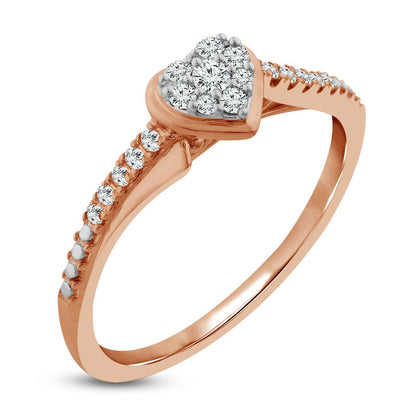 0.17 CT. T.W. Composite Heart Natural Diamond Bypass Promise Ring in Solid 10K Rose Gold