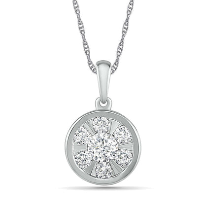 0.5 CT. T.W. Composite Natural Diamond Circle Pendant in 10K White Gold