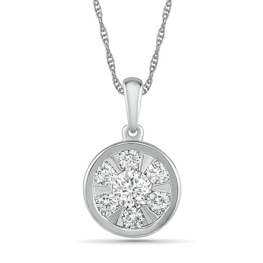 0.5 CT. T.W. Composite Natural Diamond Circle Pendant in 10K White Gold