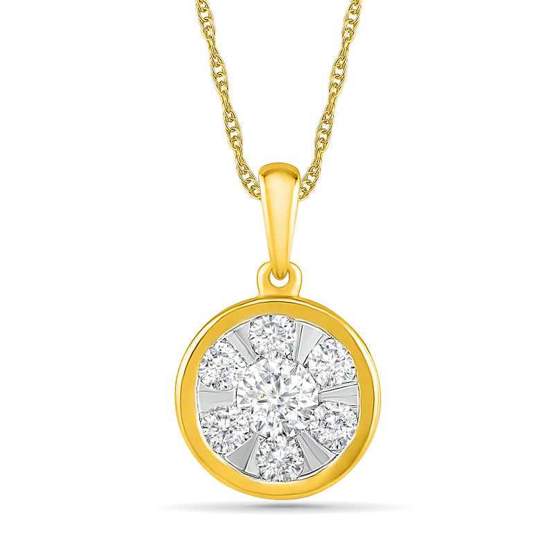 0.5 CT. T.W. Composite Natural Diamond Circle Pendant in 10K Yellow Gold