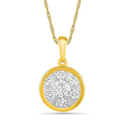 0.5 CT. T.W. Composite Natural Diamond Circle Pendant in 10K Yellow Gold