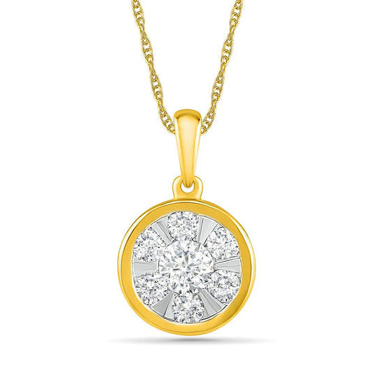 0.5 CT. T.W. Composite Natural Diamond Circle Pendant in 10K Yellow Gold