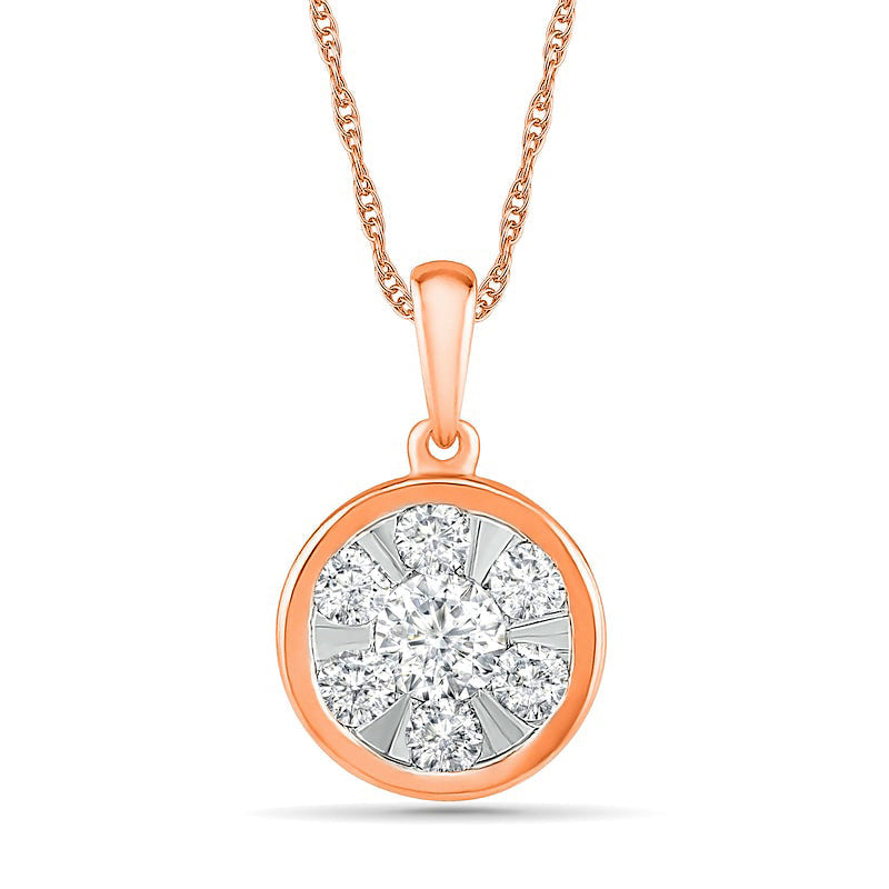 0.5 CT. T.W. Composite Natural Diamond Circle Pendant in 10K Rose Gold