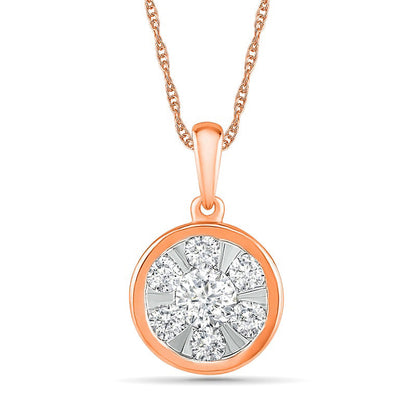 0.5 CT. T.W. Composite Natural Diamond Circle Pendant in 10K Rose Gold