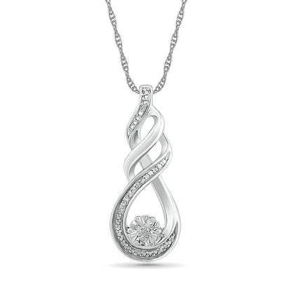Natural Diamond Accent Cascading Flame Pendant in Sterling Silver