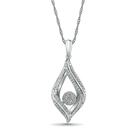 0.17 CT. T.W. Natural Diamond Open Flame Pendant in Sterling Silver