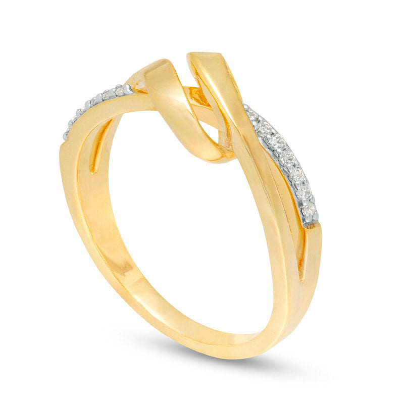 0.10 CT. T.W. Natural Diamond Ribbon Overlay Ring in Solid 10K Yellow Gold