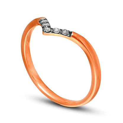 0.07 CT. T.W. Natural Diamond Chevron Ring in Solid 10K Rose Gold