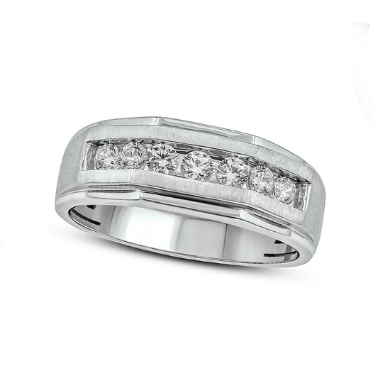 Men's 0.50 CT. T.W. Natural Diamond Seven Stone Geometric Band in Solid 10K White Gold