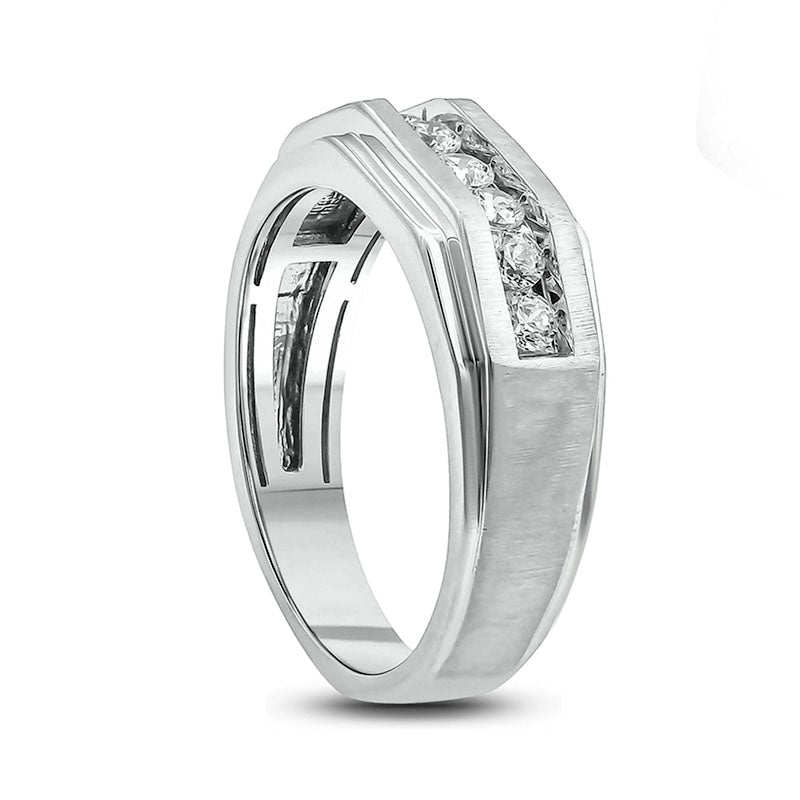 Men's 0.50 CT. T.W. Natural Diamond Seven Stone Geometric Band in Solid 10K White Gold