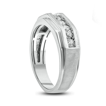 Men's 0.50 CT. T.W. Natural Diamond Seven Stone Geometric Band in Solid 10K White Gold