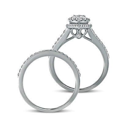1.0 CT. T.W. Composite Marquise Natural Diamond Bridal Engagement Ring Set in Solid 10K White Gold