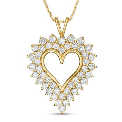 3 CT. T.W. Natural Diamond Sunburst Frame Heart Pendant in Sterling Silver with 14K Gold Plate